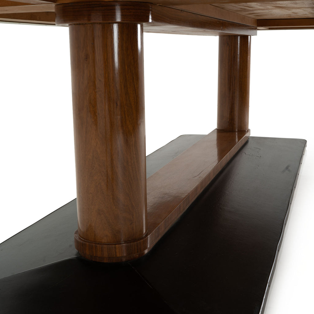 Mahogany Radial Conference Table with Pedestal Base