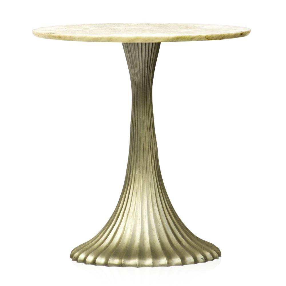 Marble Side Table with Ribbed Base