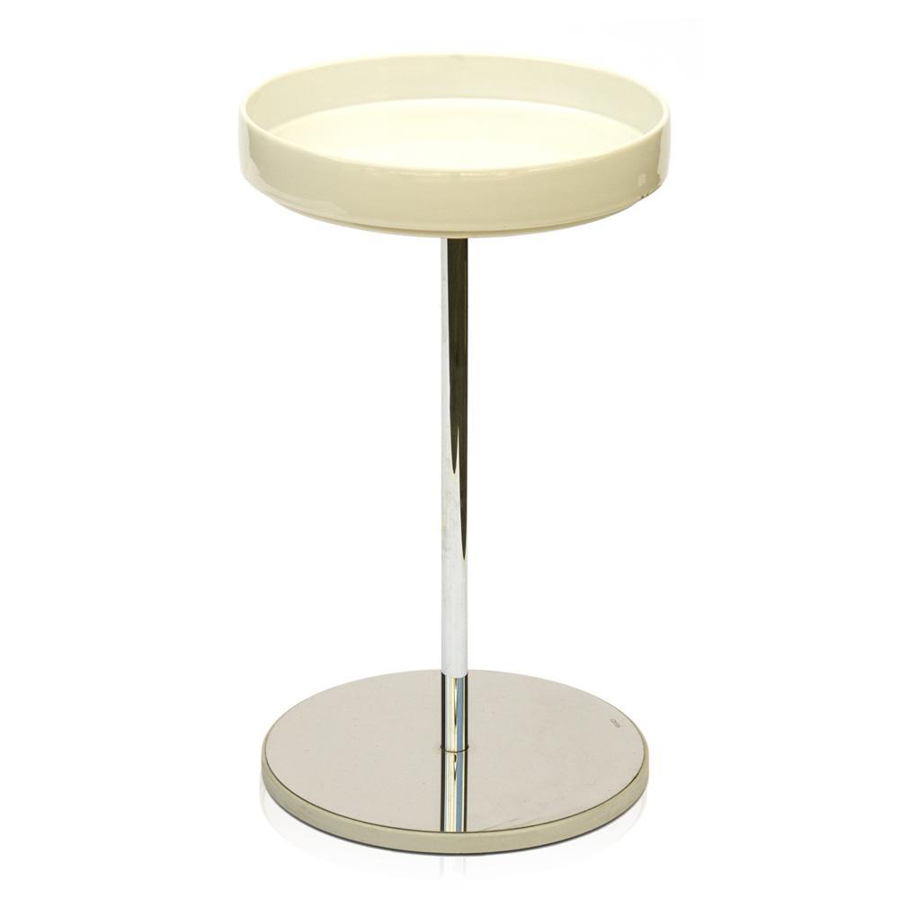 Minimal Ceramic and Chrome Side Table