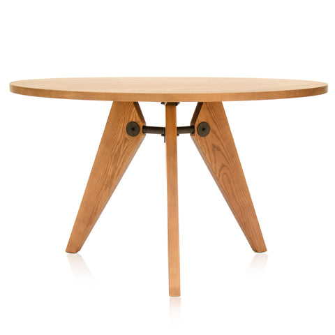 Round Prouve Natural Wood Dining Table