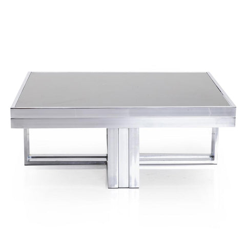 Large Smoked Glass and Chrome Coffee Table