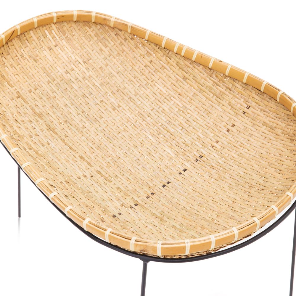 Woven Bean Shaped Basket on Tripod Stand
