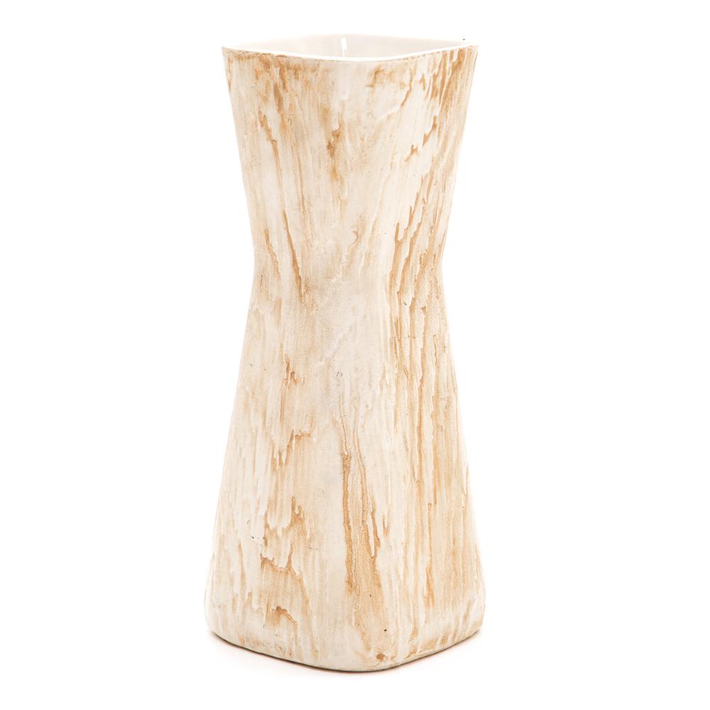 Beige Woodgrain Shawnee Hourglass Vase