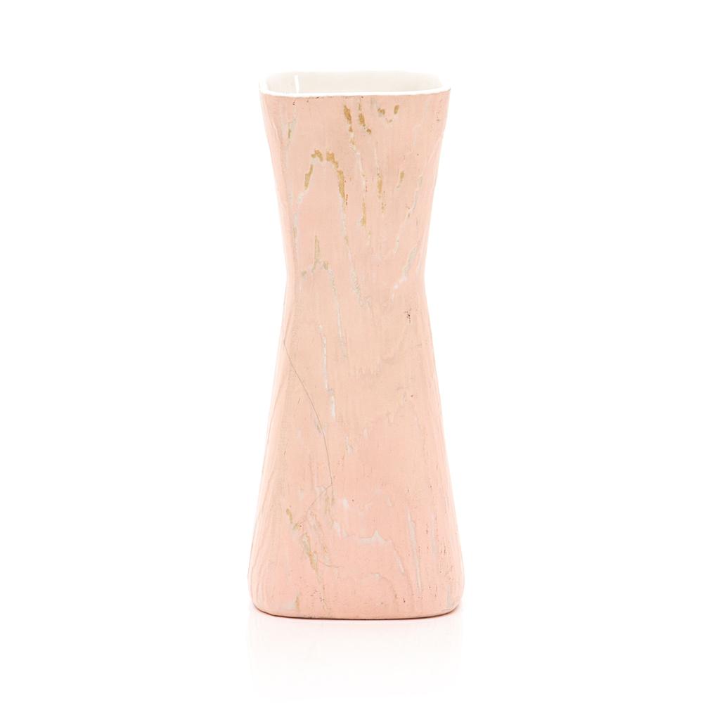 Pink Woodgrain Shawnee Hourglass Vase