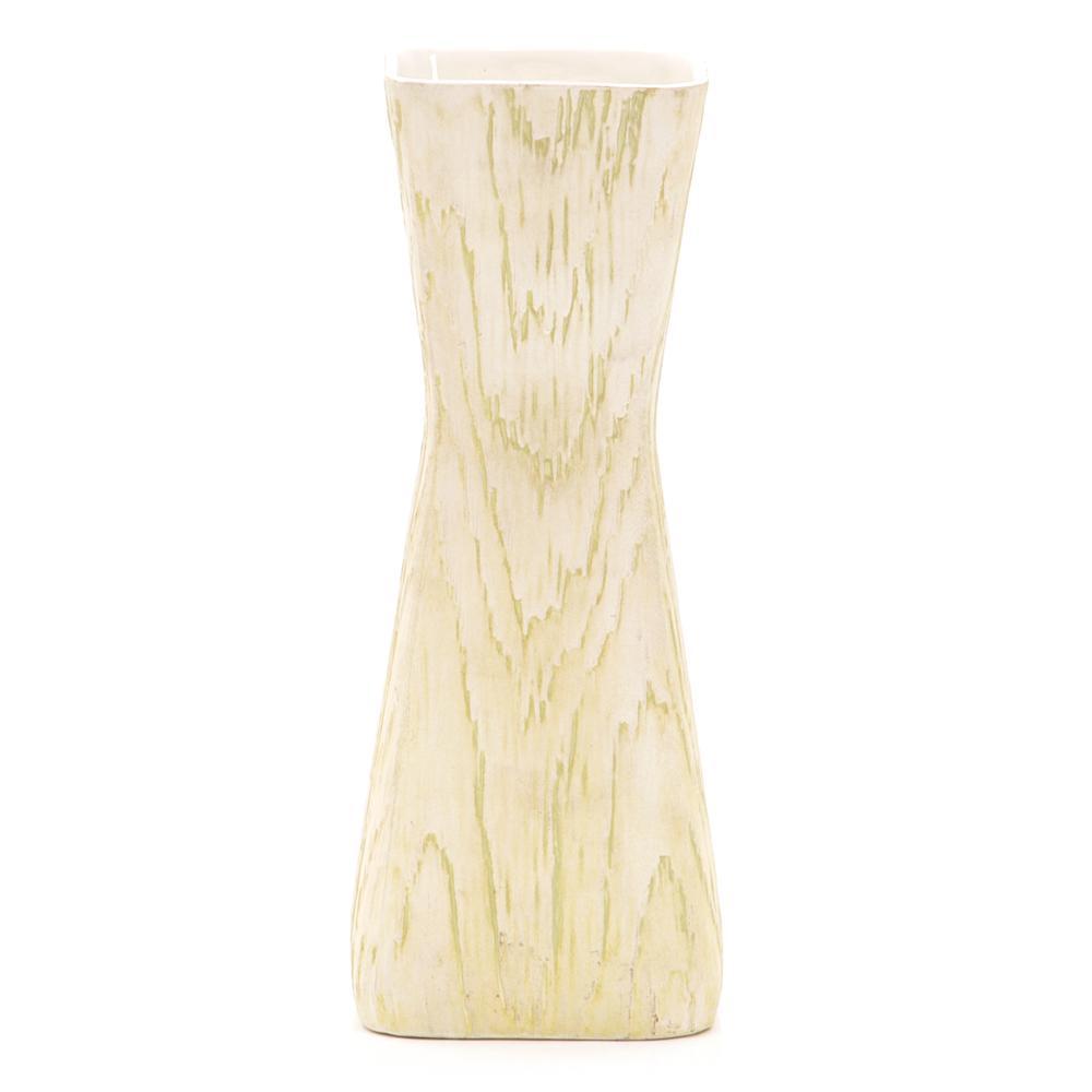 Green Woodgrain Shawnee Hourglass Vase