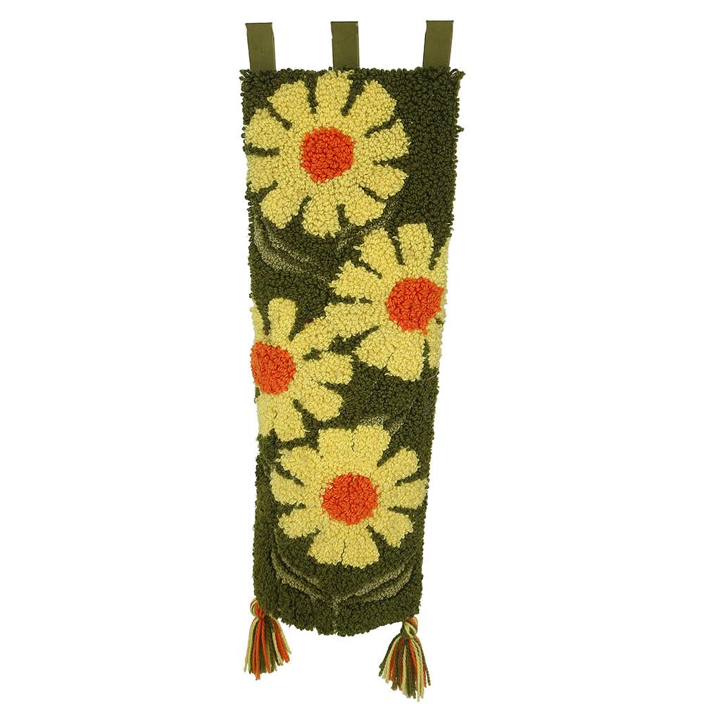 Green Yellow Daisy Flower Vintage Rug Tapestry