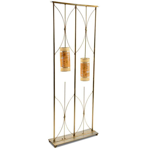 Brass Wire Screen Divider Lamp with Brown Pendants