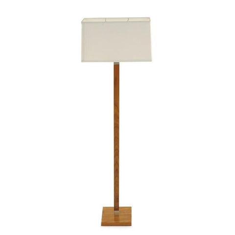 Wooden Floor Lamp with White Shade