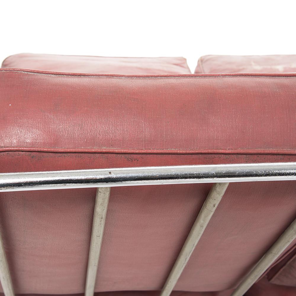 Distressed Deco Couch - Red with Silver Frame