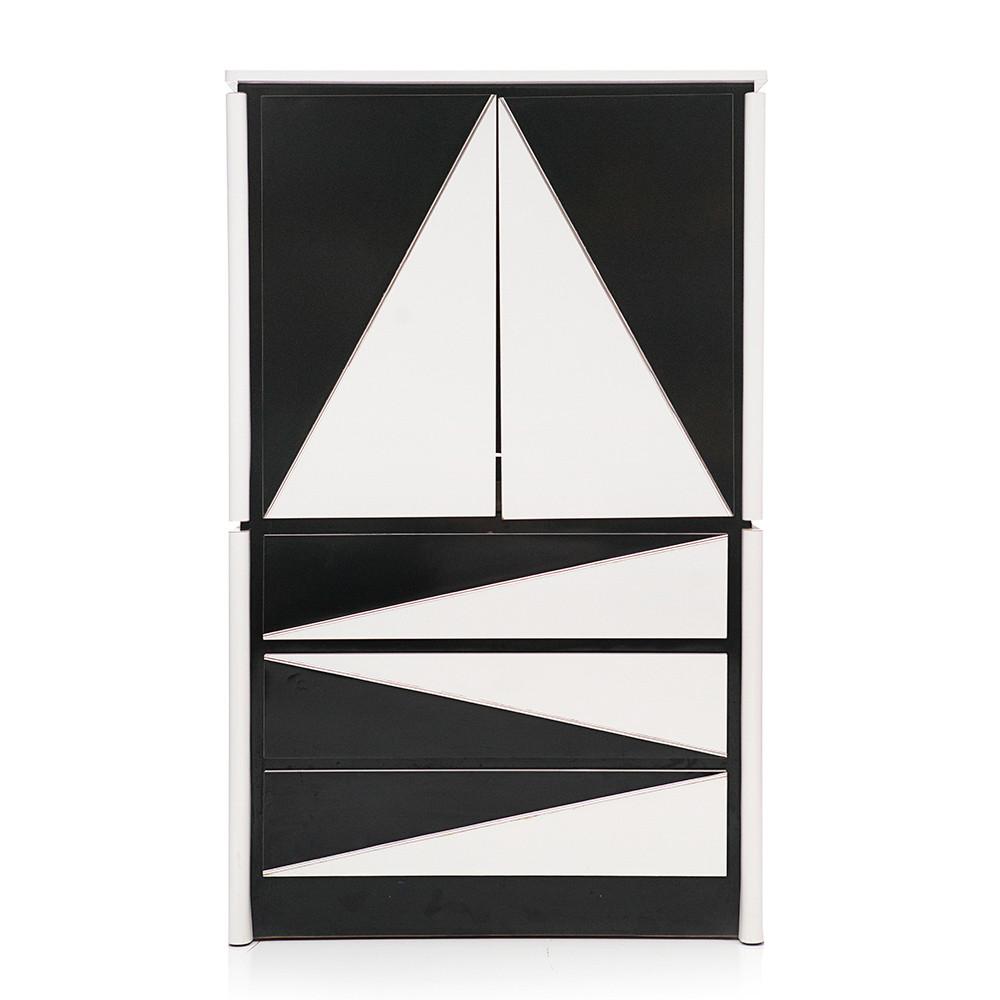 Black & White Triangular Pattern Highboy Dresser
