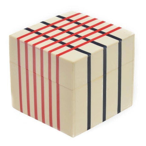 White Red Blue Grid Striped Box (A+D)