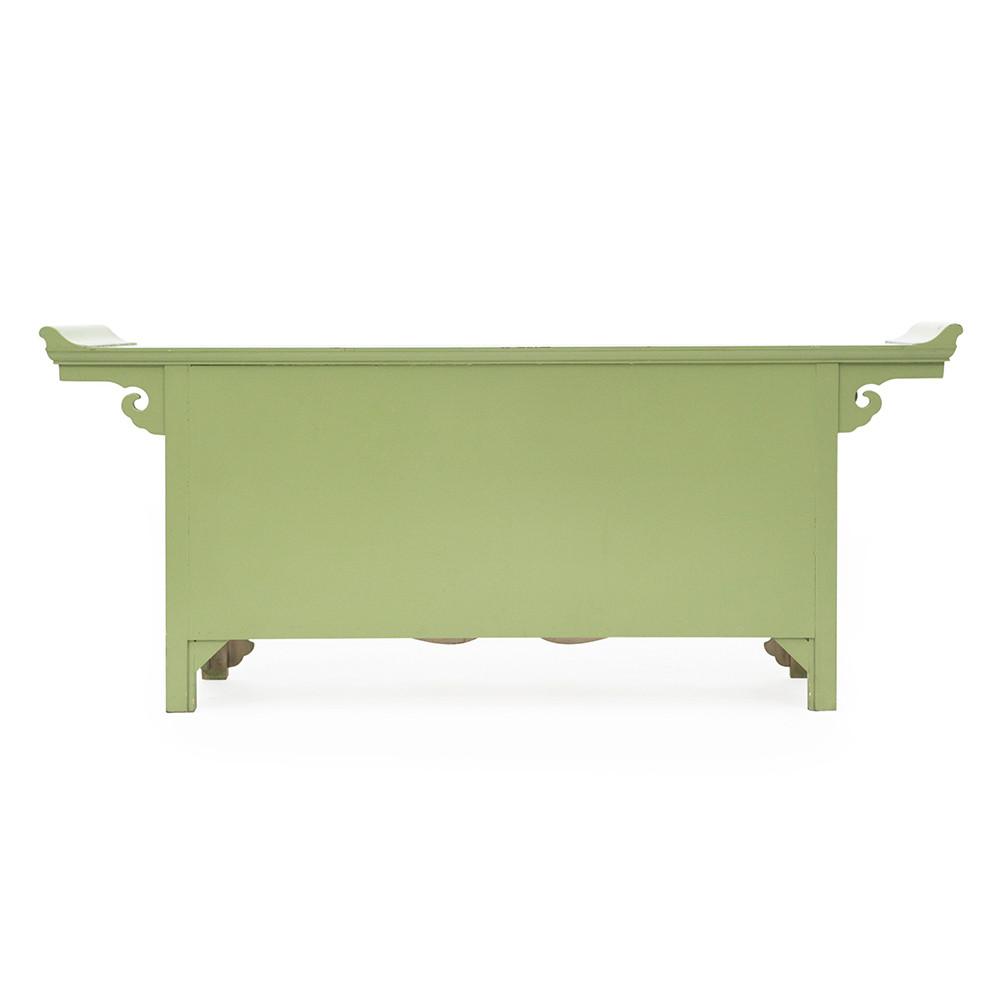 Green Asian Inspired Credenza Cabinet