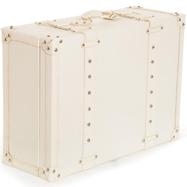 White Leather Suitcase w Rivets