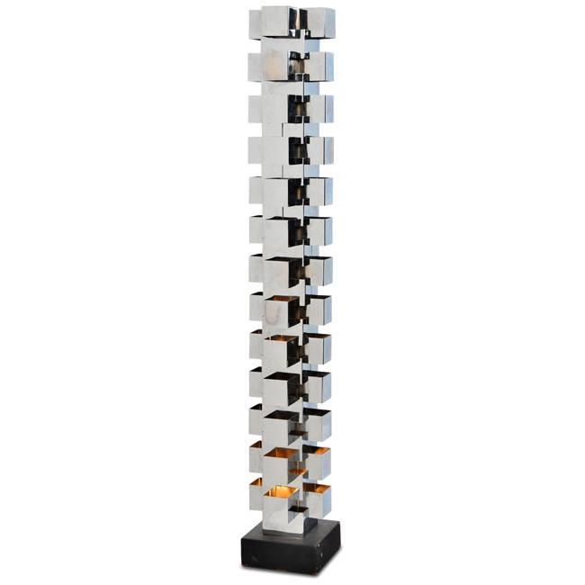 Jere Stacked Chrome Squares Floor Lamp