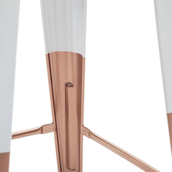 White and Copper Metal Stool - Gil & Roy Props