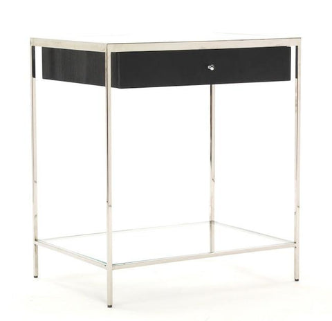 Thin Chrome and Black Side Table