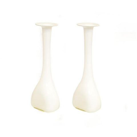 White Bulbous Base Glass Vase
