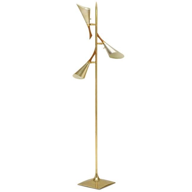 Brass Three Cone Floor Lamp
