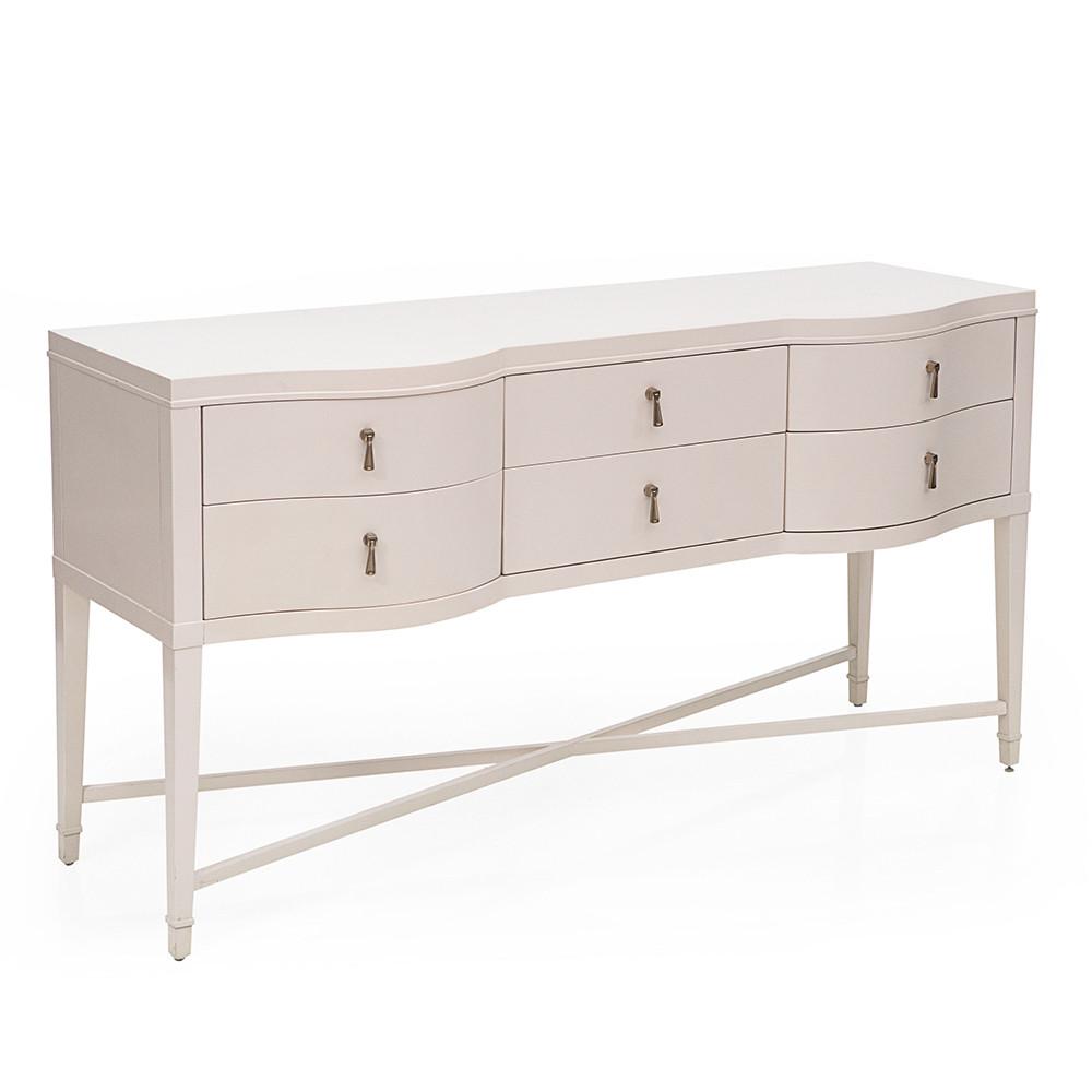 White 6-Drawer Dresser Console Table