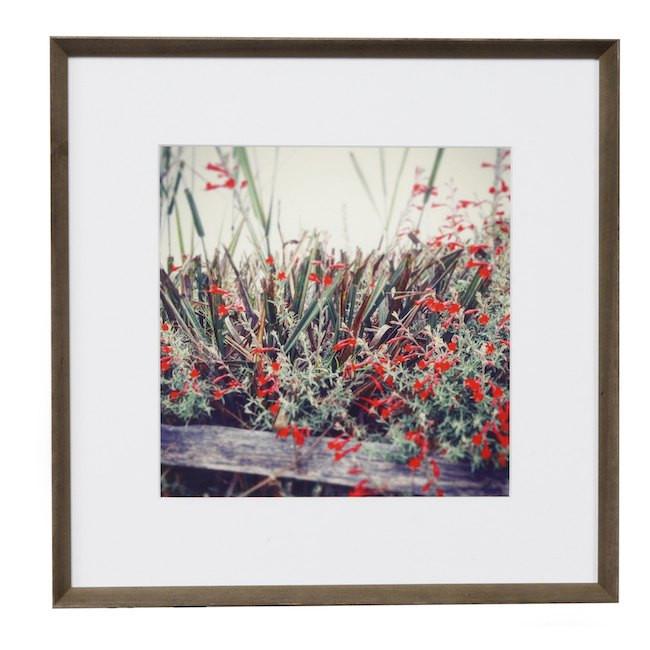 0737 (A+D) Red Flowers Fence (17" x 17")