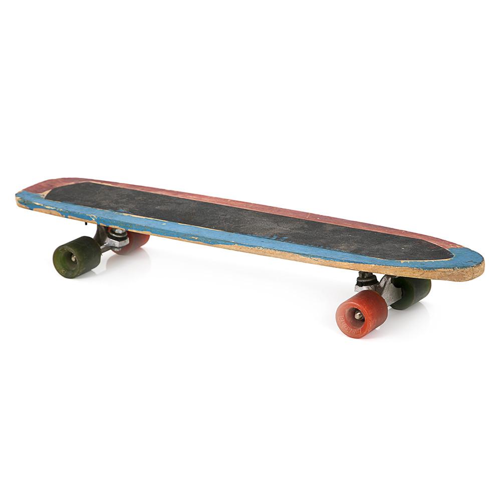 Blue and Red Wood Skateboard