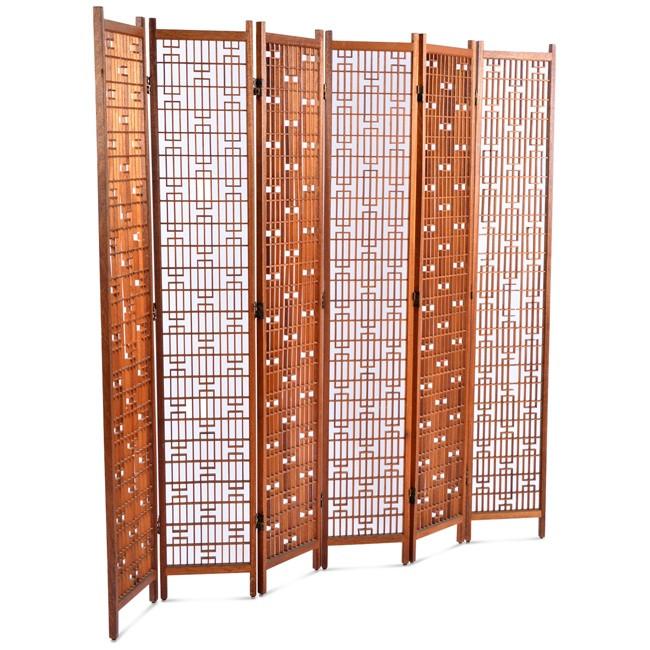 Wood Cutout Pattern Six-Panel Screen