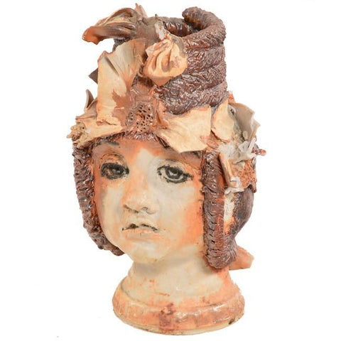 Cream Brown Woman's Hat Head