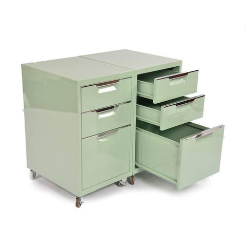Mint Green Modern Rolling File Cabinet
