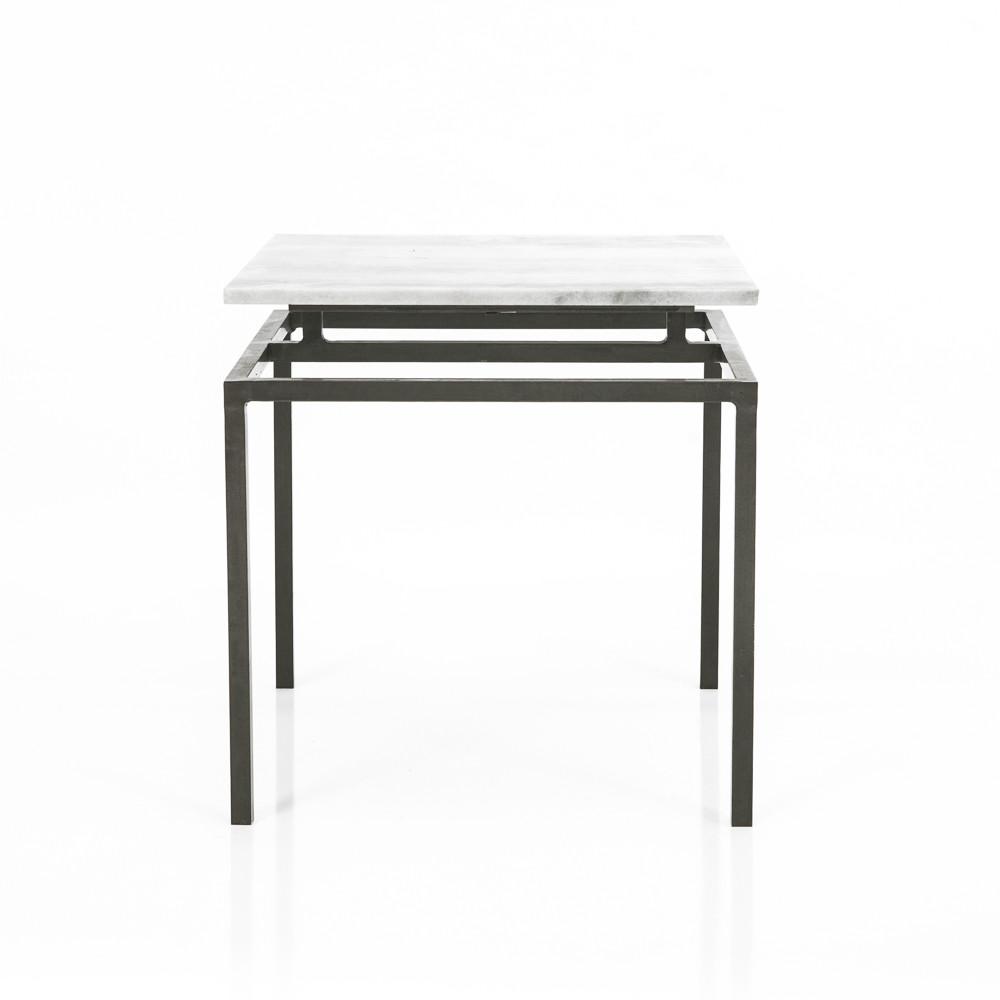 White Marble Top Side Table with Black Frame