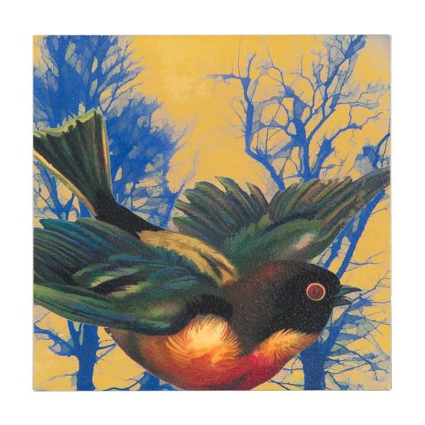 0303 (A+D) Rust Bird Blue Trees (6" x 6")