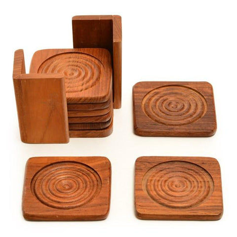 Wood Bullseye Coaster Set