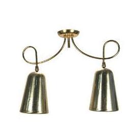 Double Brass Hanging Bell Ceiling Light