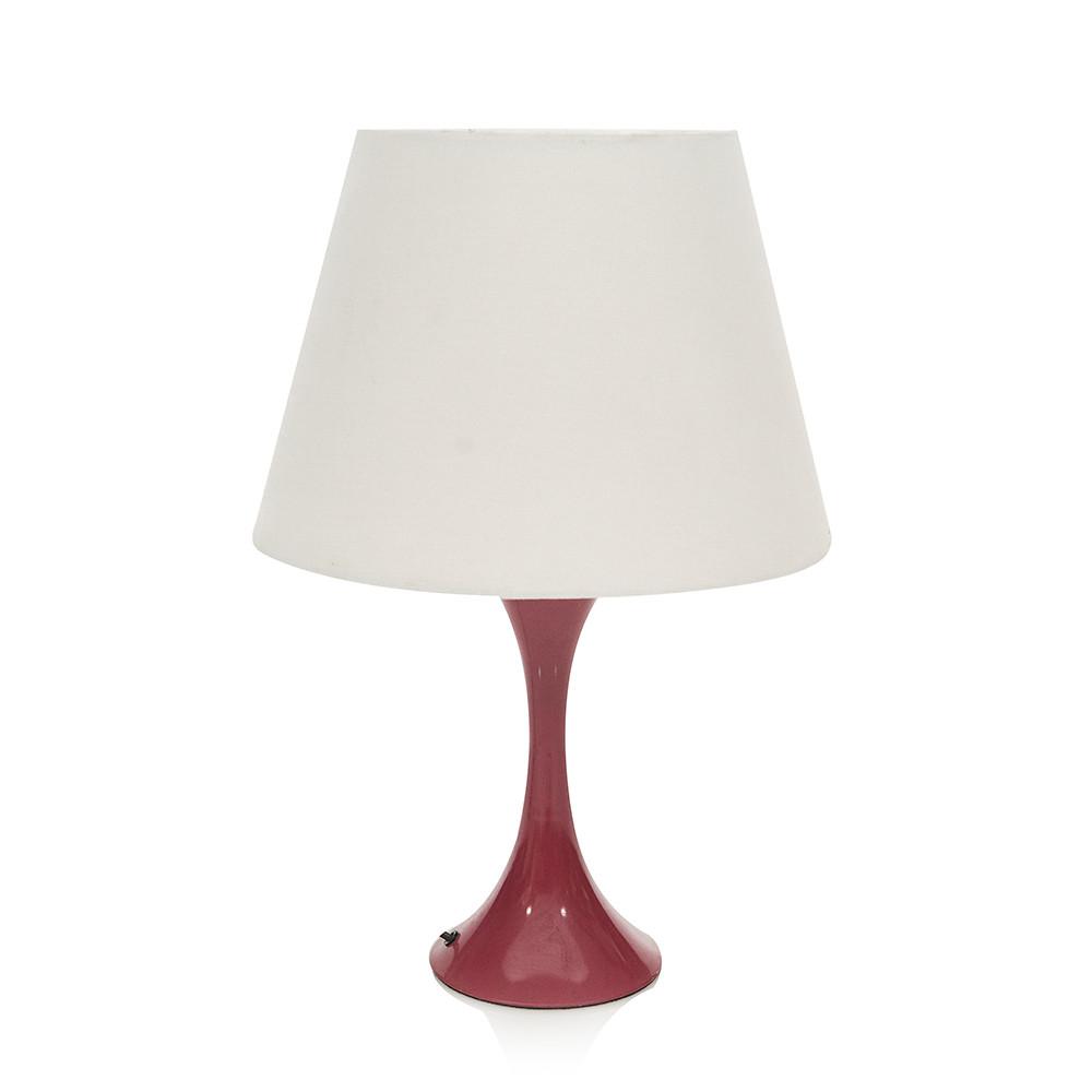 Red Plastic White Shade Table Lamp