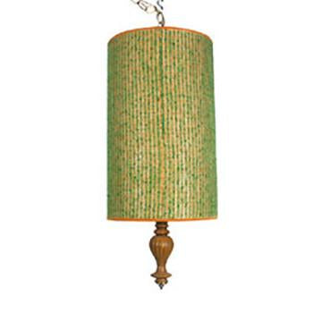 Green Vintage Fabric Cylinder Pendant Lamp
