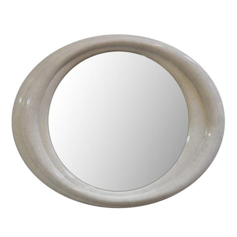 White Cream Frame Oval Mirror