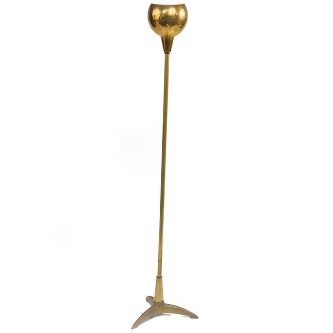 Brass Upright Globe Floor Lamp