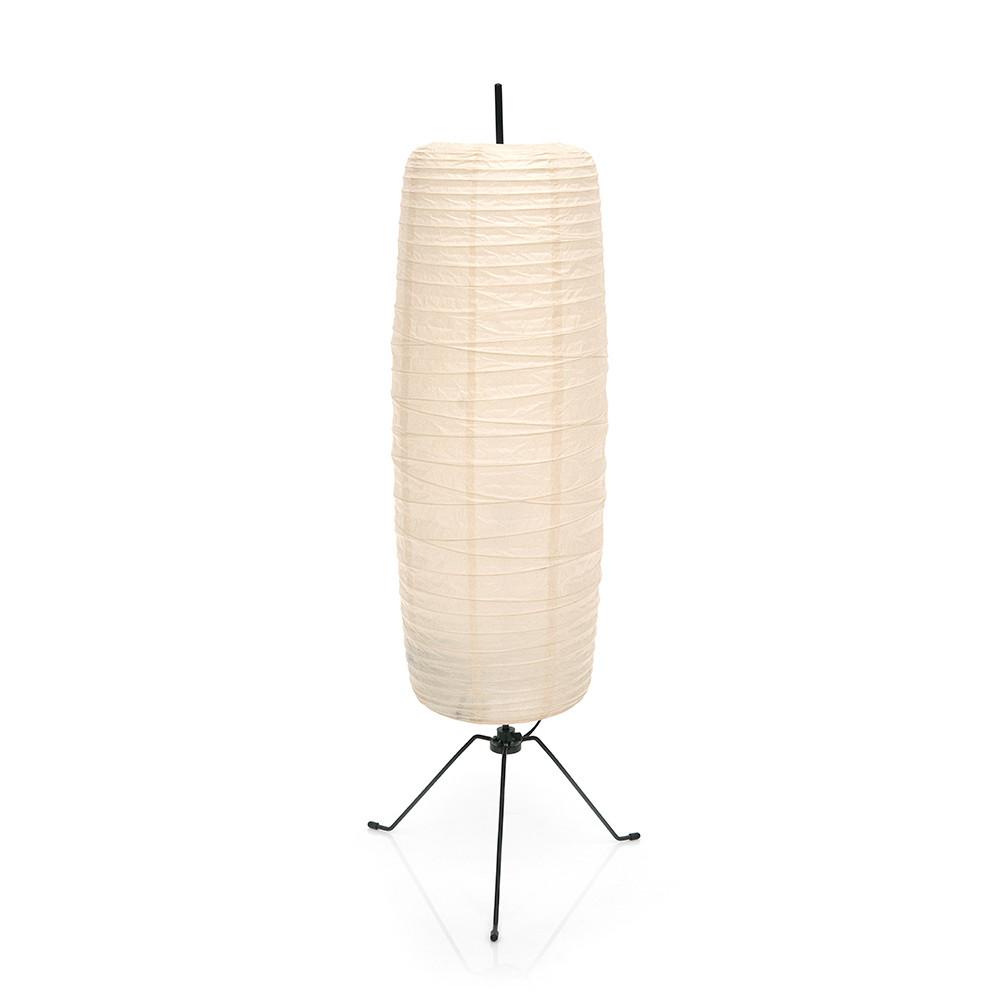 White Paper Cylinder Black Wire Table Lamp