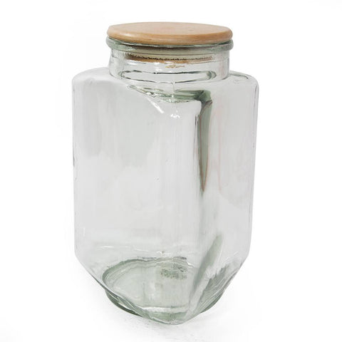 Clear Glass Jar with Wood Lid