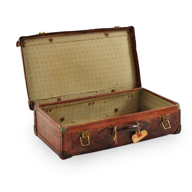 Brown Distressed Leather Suitcase