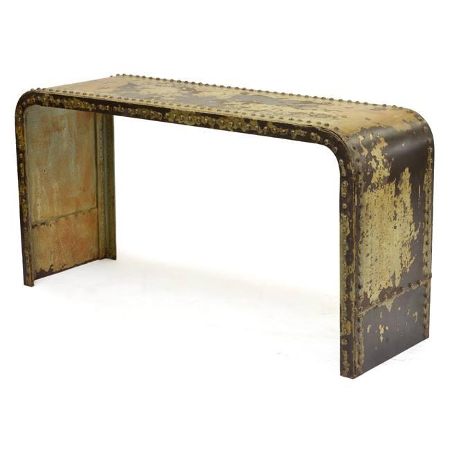 Steel Distressed Industrial Console Table