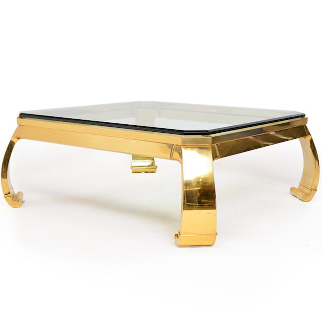 Gold & Glass Beveled Square Coffee Table