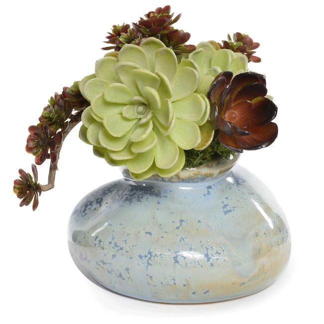Blue Pale Small Speckled Ceramic Succulent Pot (A+D)