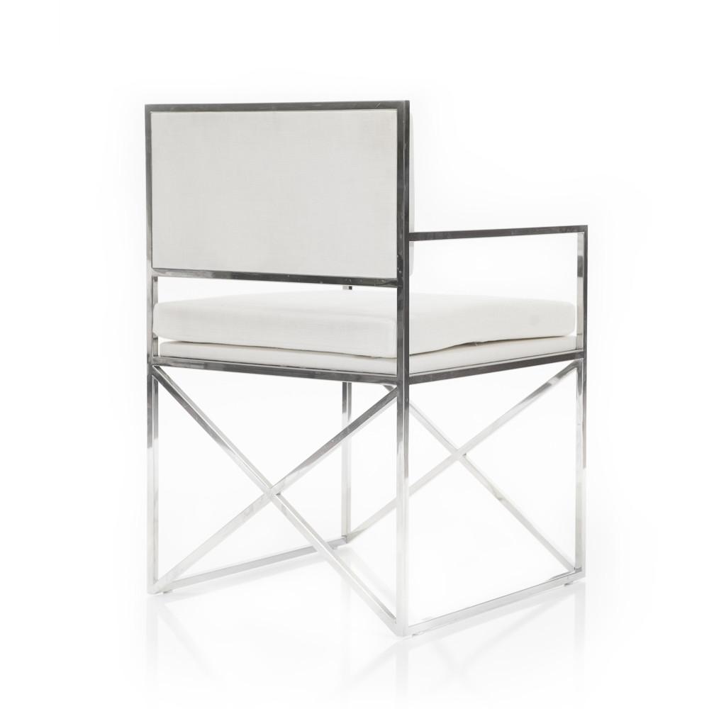 Modern Chrome and White Directors Chair