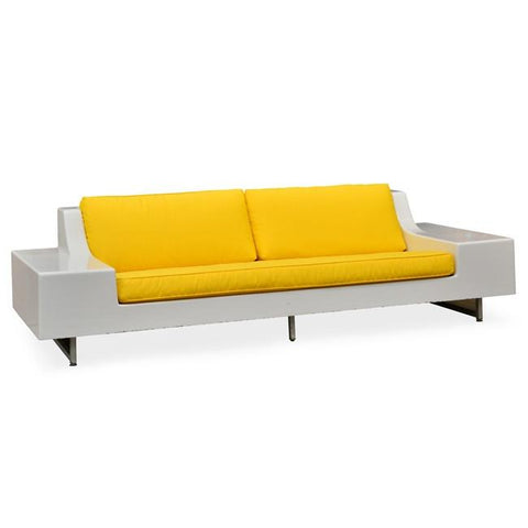 Off White Fiberglass Sofa with Yellow Cushions
