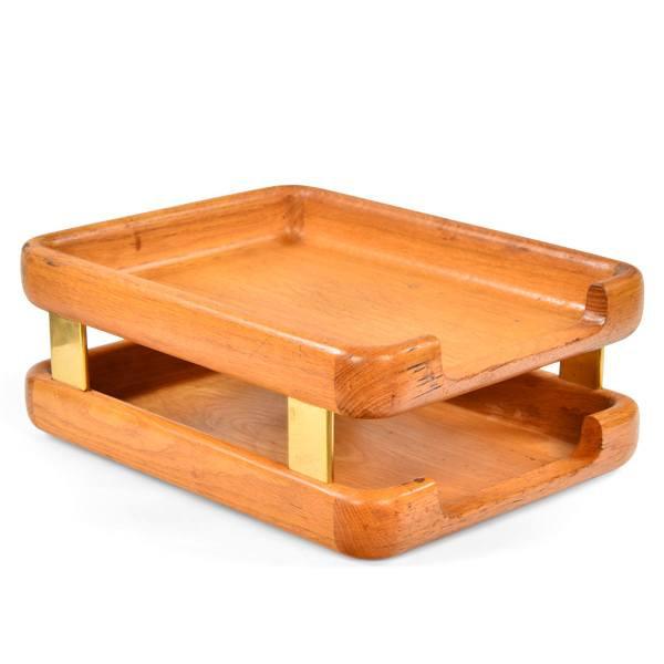 Wood and Brass Paper Tray