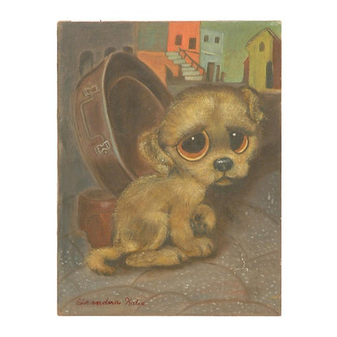 Brown Cartoon Sad Puppy Artwork