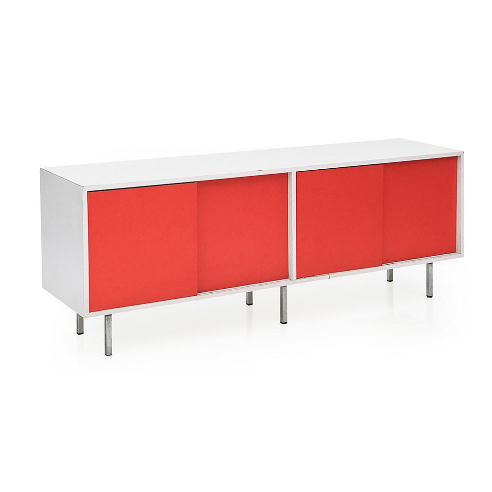 Knoll Credenza - White with Red Doors