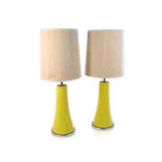 Yellow Ceramic Table Lamp with Cream Shade