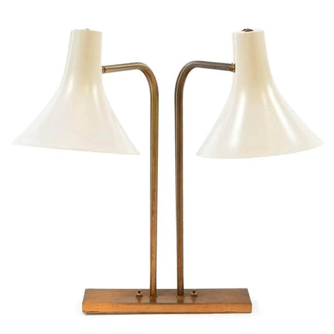 White Shade Double Light Desk Lamp