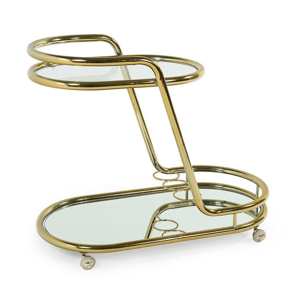 Gold 2 Tier Slanted Rolling Bar Cart - Gil & Roy Props